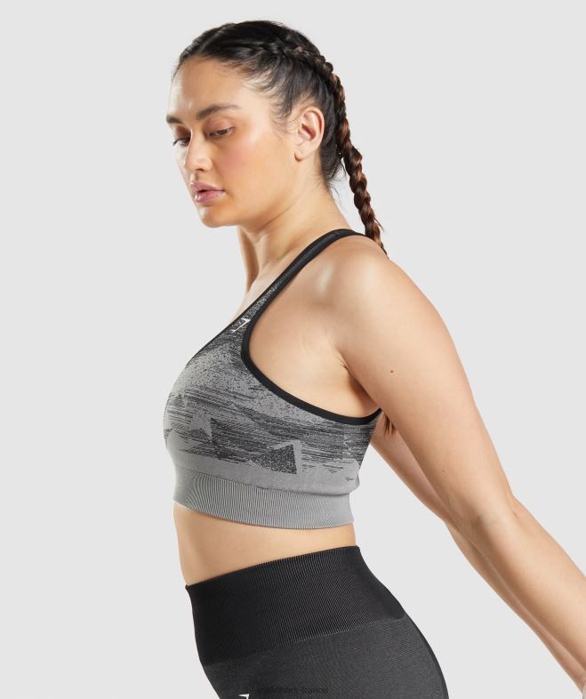 Gymshark adapter le soutien-gorge de sport sans coutures ombre triangle | impression noire femmes 6HF28198